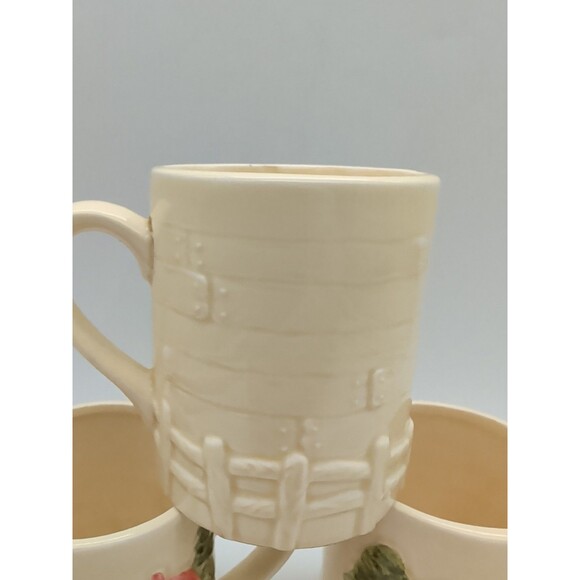 Vintage Marks Rosenfeld Cottage Core Coffee Cups 3D Farmhouse Barn 3 1/2" Tall - Picture 4 of 8